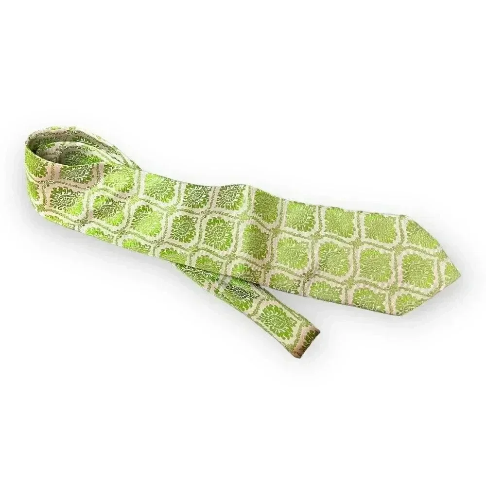 Setazone Mens Pink‎ Green Paisley Silk Handmade Tie Wedding